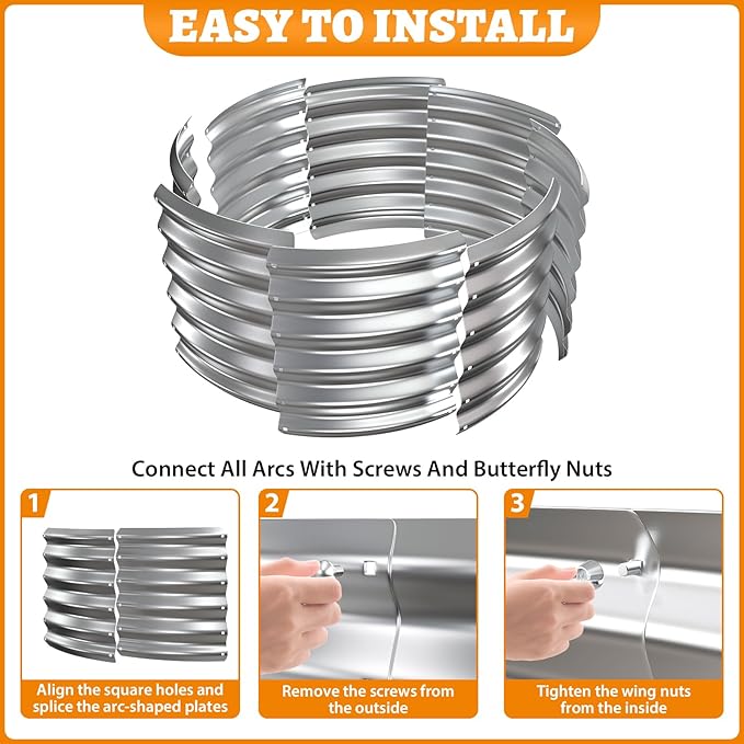 Metal Fire Pit Ring/Bonfire Fire Ring- 32 Inches Diameter, 0.8 MM Thick,1.5 ft High, Durable and Stylish for Outdoor Fire Pits,Patios and Camping (Silver, 2.7X2.7X1.5 ft)