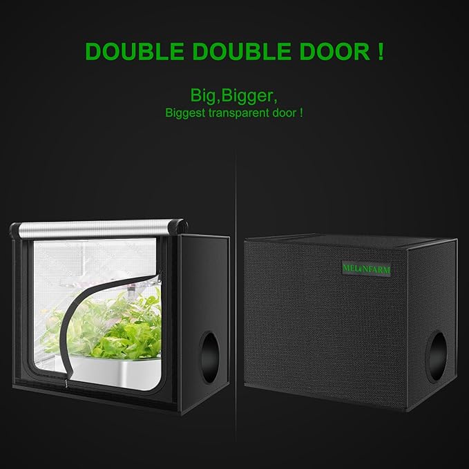 MELONFARM 24"x16"x20" Grow Tent, Double Transparent Viewing Door Indoor Grow Tent, Growing Tent with High Reflective Mylar & Floor Tray, Plant Tent for Indoor Hydroponics Growing
