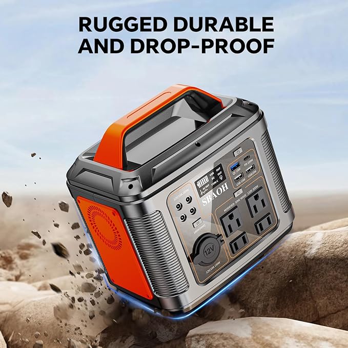 Portable Power Station, 300W 296Wh Solar Generator Quick Charge / 110V AC Outlets/DC Ports and LED Flashlight, solar panel 60W for Home Outdoor Travel Camping Blackout