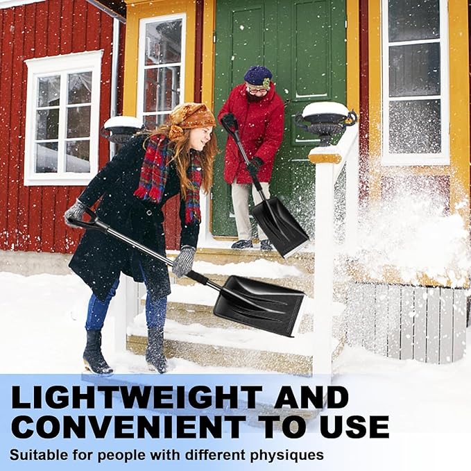 Snow Shovel 2025 Upgrade - Large Capacity Lightweight Aluminum Snow Removal Tool for Car Driveway Garden Camping Portable Parent Child Snow Play Shovel (Black)