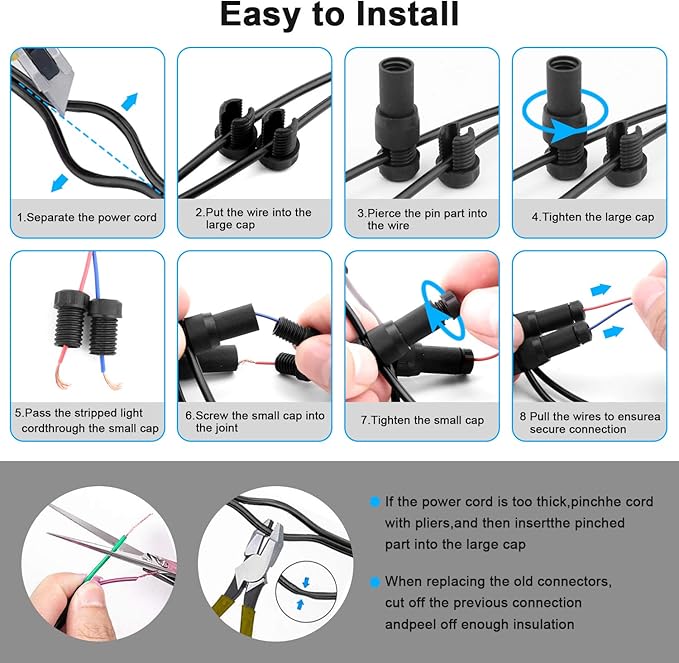 20 Pack Low Voltage Landscape Light Wire Connector Outdoor 14-20 Gauge Cable Connectors for Landscape Path Lights Work with Malibu Paradise Moonrays and More