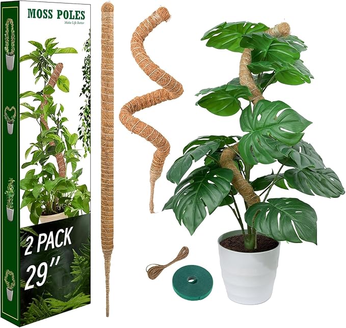 2 Pack Moss Pole, LveSunny 29 Inch Bendable Moss Pole Monstera Plant Support, More Flexible and Corrosion-Resistant Monstera Plant Support, Suitable for Potted Plants to Grow Upwards