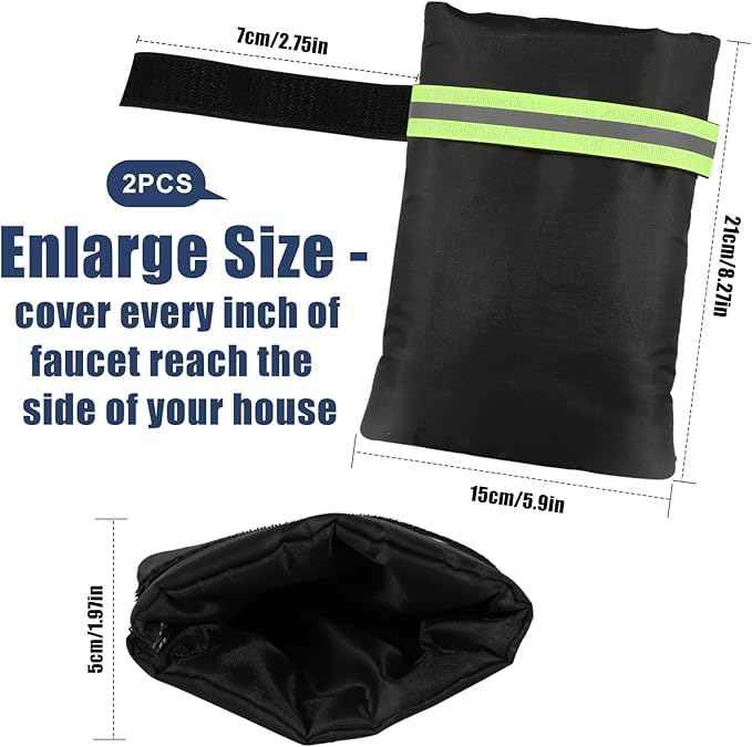 2Pack Outdoor Faucet Covers for Winter Freeze Protection, 8.5″x5.9″x1.9″ Thicker Hose Bib Insulation Cover Waterproof & Frost Free Outside Spigot Cover Bags Insulated Covers with Reflective Strips