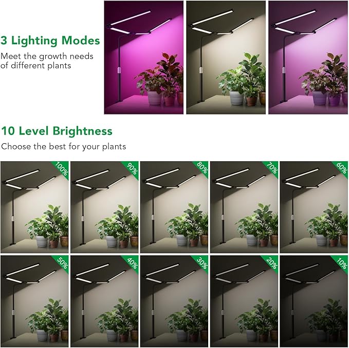 Sondiko Tall Full Spectrum Grow Lights for Indoor Plants, LED Grow Light with Automatic Timer, 9-Level Dimmable, Adjustable Lamp Angle Plant Lights for Indoor Growing