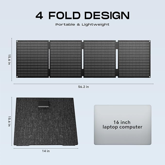 MARBERO 100W Portable Solar Panel 100 Watt 20V Foldable Solar Panel Charger for Power Station QC3.0 USB & DC Output >23% High Efficiency IP68 Waterproof for Camping Outdoor Home RV Blackout Cloudy