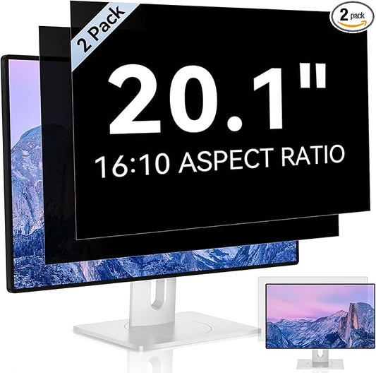 [2 Pack] 20.1 Inch Computer Privacy Screen for 16:10 Aspect Ratio Widescreen Monitor, Eye Protection Anti Glare Blue Light Computer Monitor Privacy Filter, Removable Anti-Scratch 20in Protector