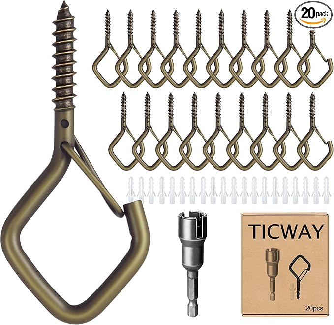 20 PCS Q-Hanger Hooks for String Lights, Ceiling Hangers for Plants & Wind Chimes, Christmas Decorations Outdoor Hooks Bronze