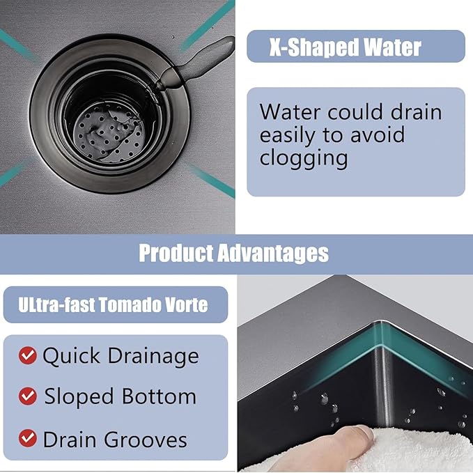 13x15 Inch Black Bar Sink Drop In Kitchen Sink, Topmount Stainless Steel Square Small Workstation Sinks, Single Bowl Kitchen Sinks for Laundry Wet Bar Prep RV Office Outdoor Yard,VALISY JB029B