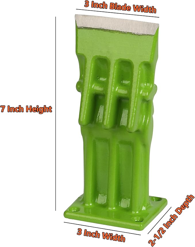 Wood Splitter Manual Kindling Splitter Portable Log Splitter, Wedge Point Head, No Axe! 3 Inch, Green with Safety Black Cover