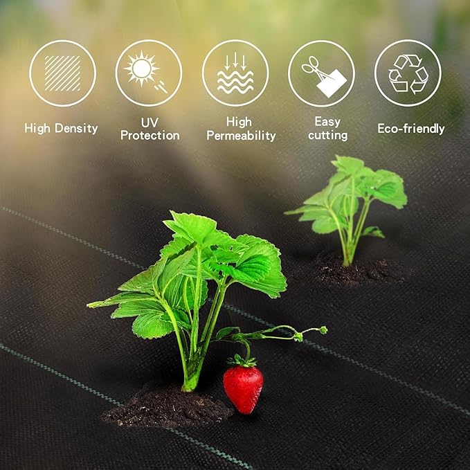 24 Garden Stakes + 3ftx100ft Weed Barrier Landscape Fabric Heavy Duty, Weed Gardening Ground Cover Mat, Weed Control Garden Cloth, Woven Geotextile Fabric for Underlayment Commercial Driveway Fabric