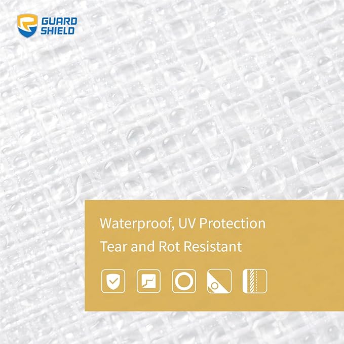 GUARD SHIELD Clear White Tarp Heavy Duty 20x30 Feet Waterproof for Greenhouse Outdoor Garden Poly Cover UV Resistant 3x3 Weave 10mil