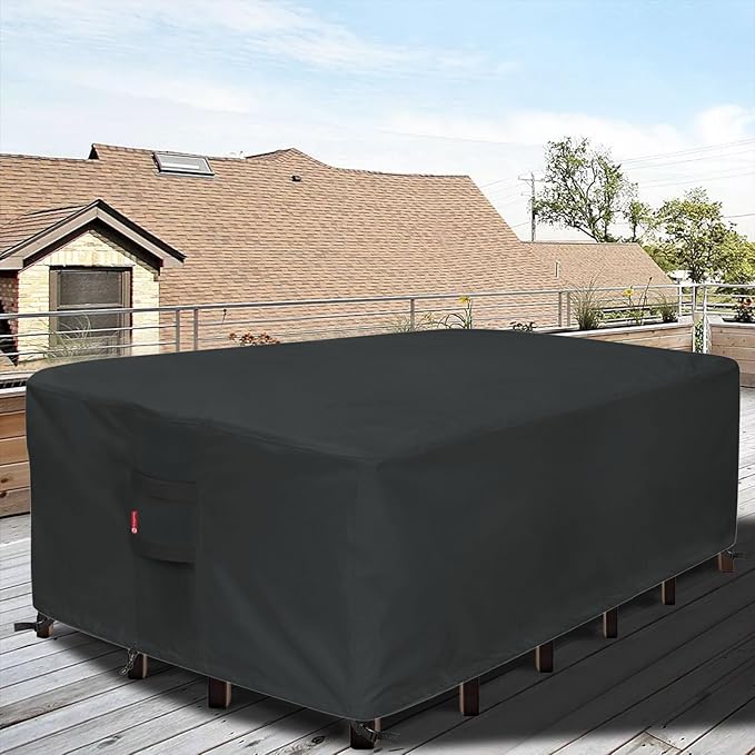 SheeChung Patio Furniture Cover Waterproof,Heavy Duty 600D Outdoor Furniture Covers,Patio Table and Chair Set Cover,Outdoor Sectional Sofa Set Covers Rectangular 117"L x 76"W x 28"H