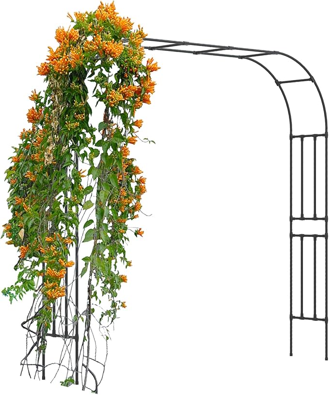 Metal Garden Arch - Length: 98.5in, Wide: 15.8in Garden Arches Trellis for Climbing Plants Outdoor - Garden Arch for Lawn, Party, Ceremony Wedding Decoration (Black)
