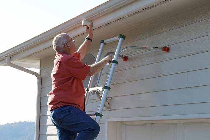 Stabilizer - Extension Ladder Stabilizer for Roof and Wall - Gutter Protector Attachment Hooks to and fits Most Ladders - Stability and Safety - Heavy Duty Ladder Standoff Tool