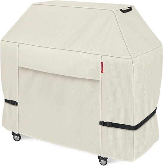 Porch Shield 64W x 24D x 48H inch Premium Gas Grill Cover Up to 64 inch, Waterproof and Fade Resistant 600D BBQ Covers for Weber, Brinkmann, Char-Broil and More, Light Tan
