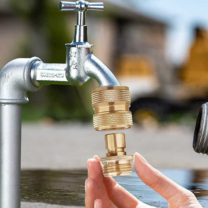 PLG Brass Garden Hose Quick Connect Fittings 3/4 Inch - Leak-Proof for Nozzles, Watering & Car Washing, 4 Pack