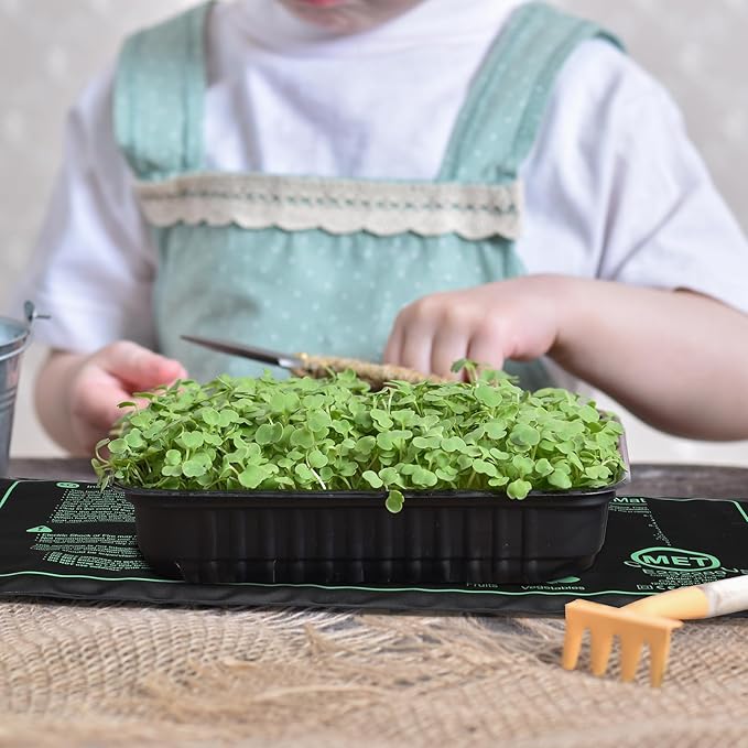 ROCEEI 10 Pack Durable Seedling Heat Mat 10 x 20.75 Waterproof Plant Heating Pad Warm Hydroponic Grow Mat for Greenhouse Grow Seed Starting Plant Germination (Black,Green)