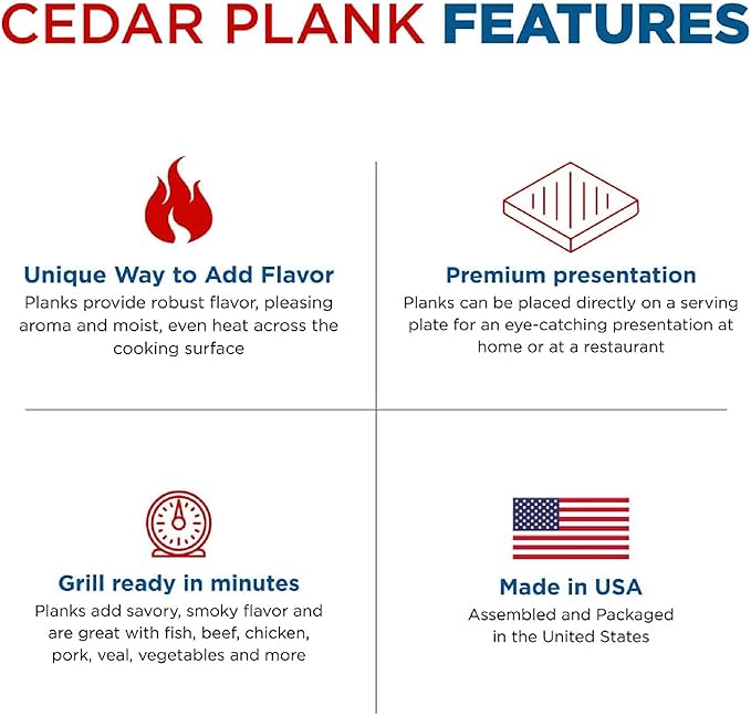 Jaccard Premium Cedar Plank, Small (50 Planks), Grilling Accessories – Wood Plank Serving Board