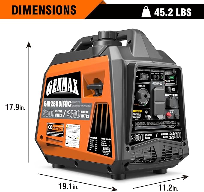 GENMAX Generator，EPA Compliant, Eco-Mode Feature, Ultra Lightweight for Backup Home Use & Camping