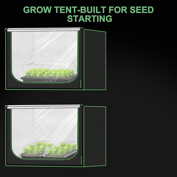 MELONFARM 2x2 Grow Tent, 24"x24"x32" Double Transparent Viewing Door Indoor Grow Tent, Growing Tent with High Reflective Mylar & Floor Tray, Plant Tent for Indoor Hydroponics Growing