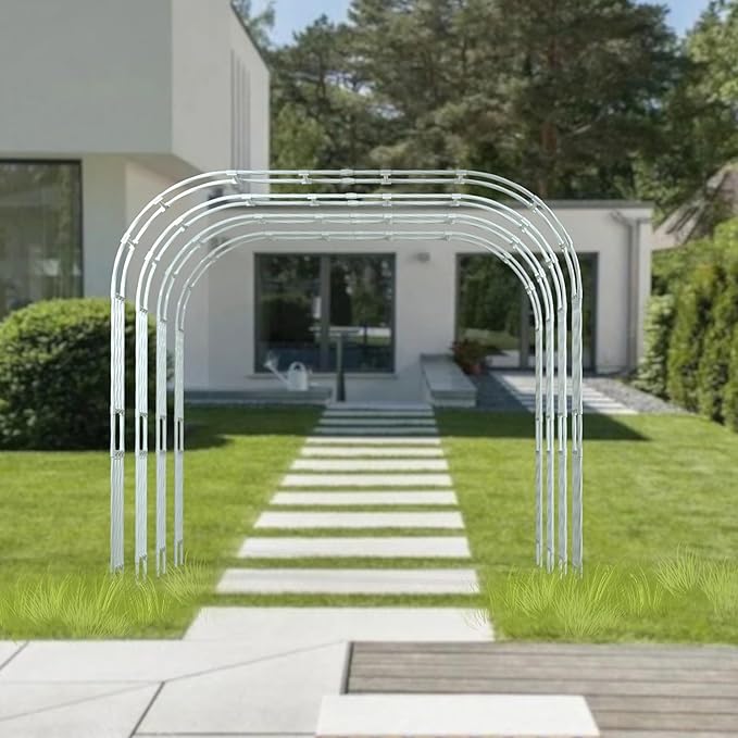 Metal Garden Arch - 98.5 in x 15.8 in, White - Trellis for Climbing Plants - Outdoor Arch for Lawn, Party, Ceremony Wedding Decoration