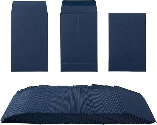 100 Pack Small Coin Envelopes Self-Adhesive Kraft Paper Seed Envelopes Mini Parts Small Items Stamps Storage Packets Envelopes for Garden, Office or Wedding Gift (Navy Blue, 2.25×3.5 inch)