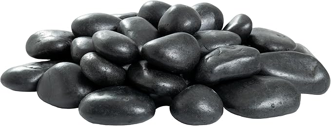 MSI Decorative Polished Black Pebbles, 1.2 inch - 2 inch, 40 lb. Bag(Pallet/ 55 Bags)