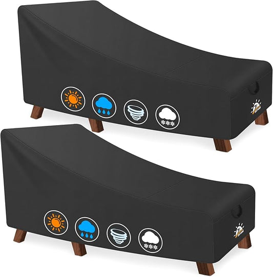 Outdoor Lounge Chair Cover 2 Pack - Waterproof Patio Chaise Lounge Chair Cover, 600D Fade-Resistant Outdoor Seating Covers For Pool Lounge Chair, Lawn Bench Furniture 84 x 32 x 32 Inch
