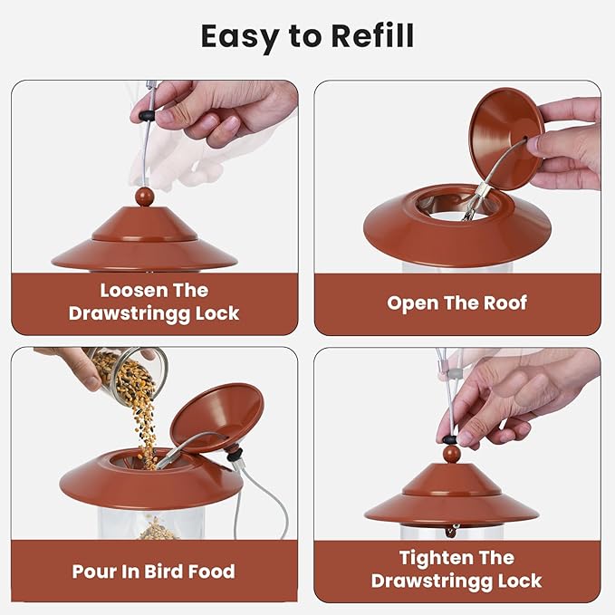 Metal Bird Feeder for Outdoors – 2.4LB Hanging Bird Feeder with 360-degree, Weatherproof & Rust-Resistant, Easy to Fill & Clean for Wild Bird Feeders in Backyard & Garden(Copper)