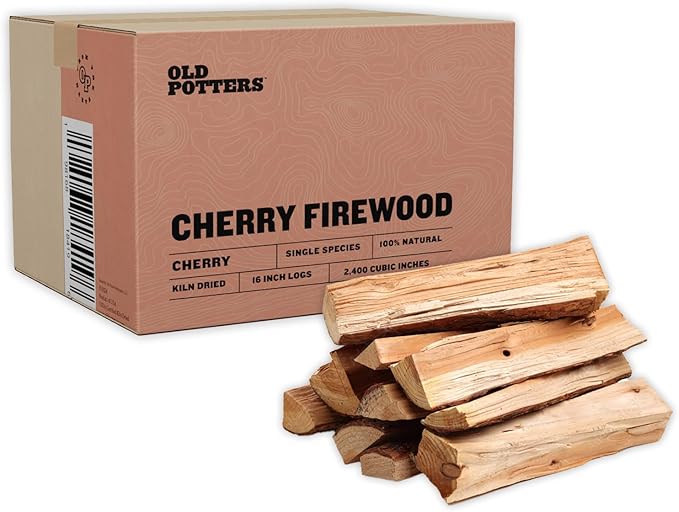 Old Potter Kiln Dried Firewood, ~1.5 Cu Ft ~ 38-45 lbs, for Solo Stove, Firepits and Fireplaces or Cooking, 16 Inch Logs, Cherry