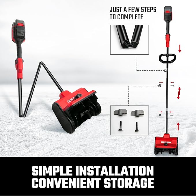 CRAFTSMAN Electric Snow Shovel, 20V 10-Inch Cordless Snow Shovel, Adjustable Direction & Handle, Battery Powered Snow Remove Tool for Patio Deck Driveway (Bare Tool)