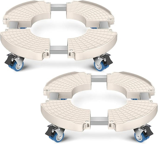 VANCASTLE Plant Caddy with Lockable Wheels Heavy Duty 450lbs Capacity, 15-22 Inch Adjustable Plant Stand with Wheels Rolling base, Plant Dolly for Flower Pot Mover Indoor Outdoor, Beige, 2 Pack