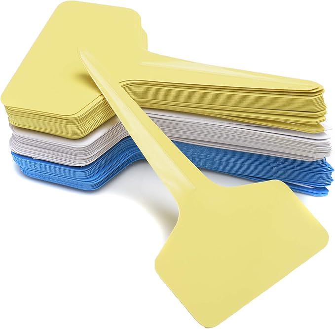 150 Pcs T-Type Plant Labels with a Pen, Waterproof Plastic Plant Tags Nursery Garden Markers, 6 x 10cm, 6 Colors