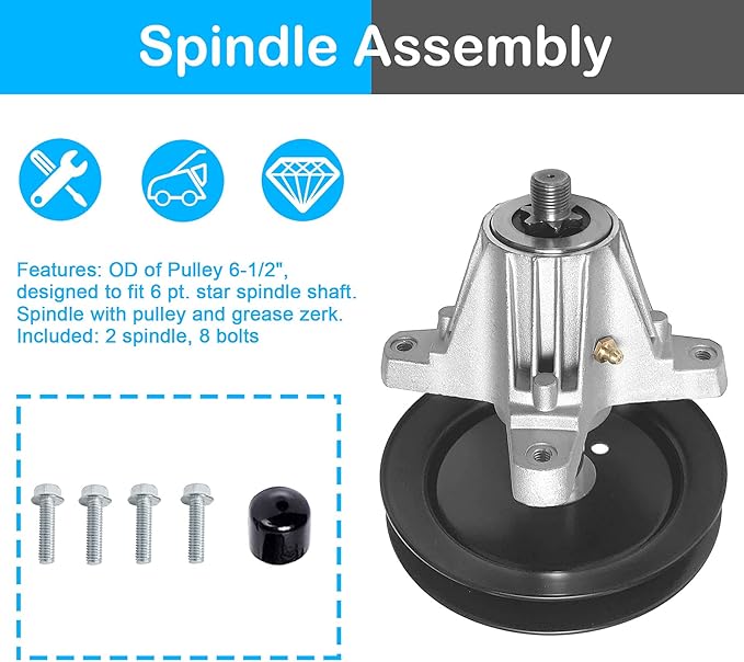 2 Pack Replaces for 918-04865A 618-04636A 46" Deck Spindle Assembly Compatible with Cub Cadet LTX-1042, LTX1045, LTX1046, MTD/Craftsman LT2000, LT2200, LT2500 with Pulley OD 6-1/2"