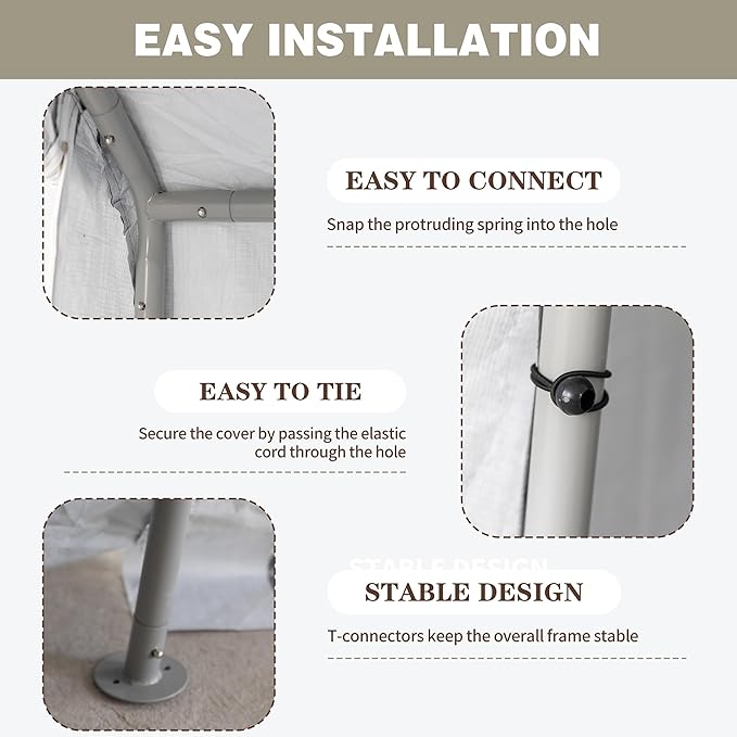 Shintenchi 6x6ft Outdoor Portable Storage Shelter Shed,Carport Storage Shed with Roll-up Zipper Door, Heavy Duty UV Resistant and Waterproof Tarp, Storage for Motorcycle, Bike, Garden Tools