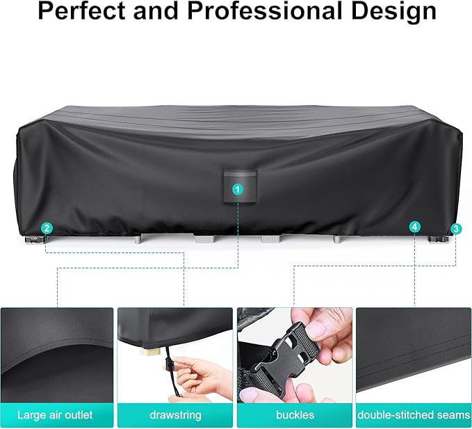 Patio Furniture Covers, Heavy Duty Outdoor Furniture Cover Waterproof, Sectional Sofa Set Covers Table and Chair Set Cover 108" L × 82" W × 28" H