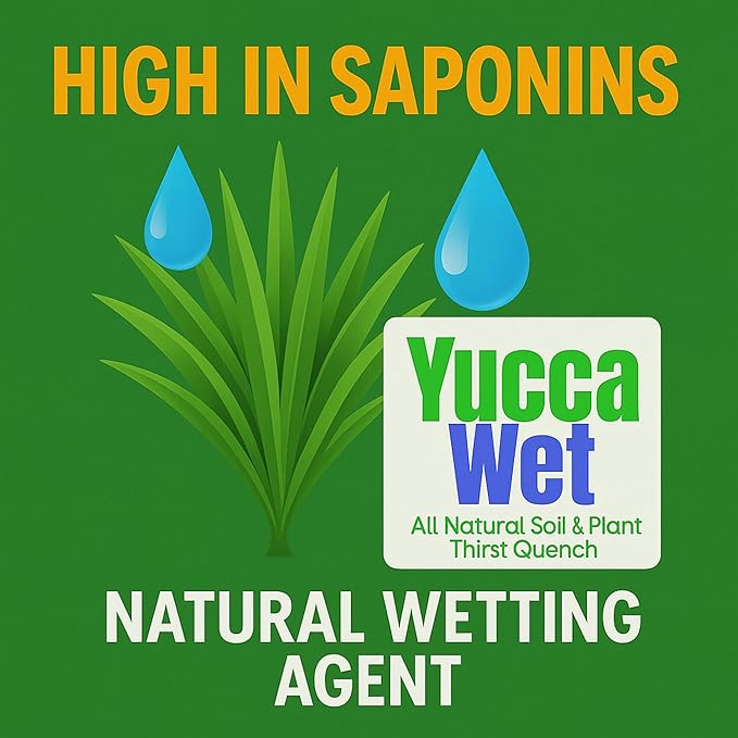 Yucca Wet - Wetting Agent - Surfactant - Liquid Yucca All Natural Extract for Plants, Lawns - Aeration Soil Loosener & Lawn Fertilizer - 1 Gallon Concentrate