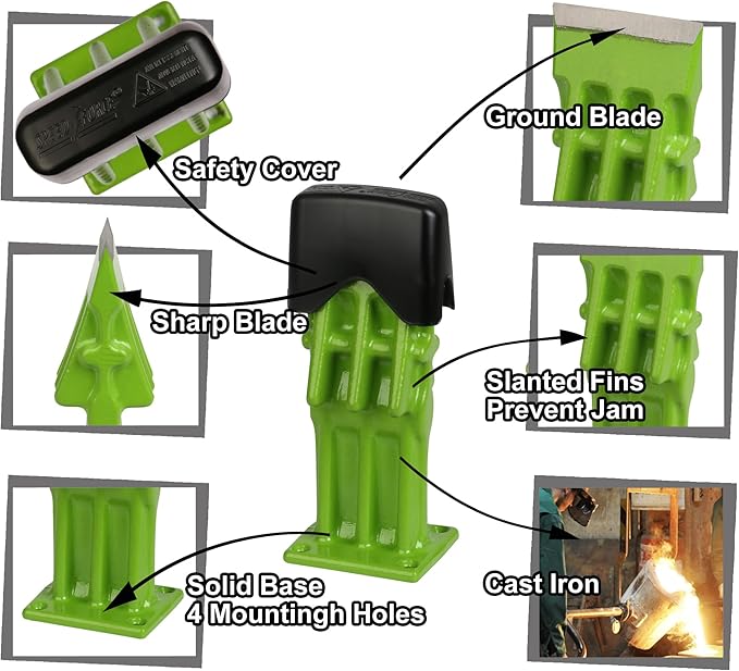 Wood Splitter Manual Kindling Splitter Portable Log Splitter, Wedge Point Head, No Axe! 3 Inch, Green with Safety Black Cover