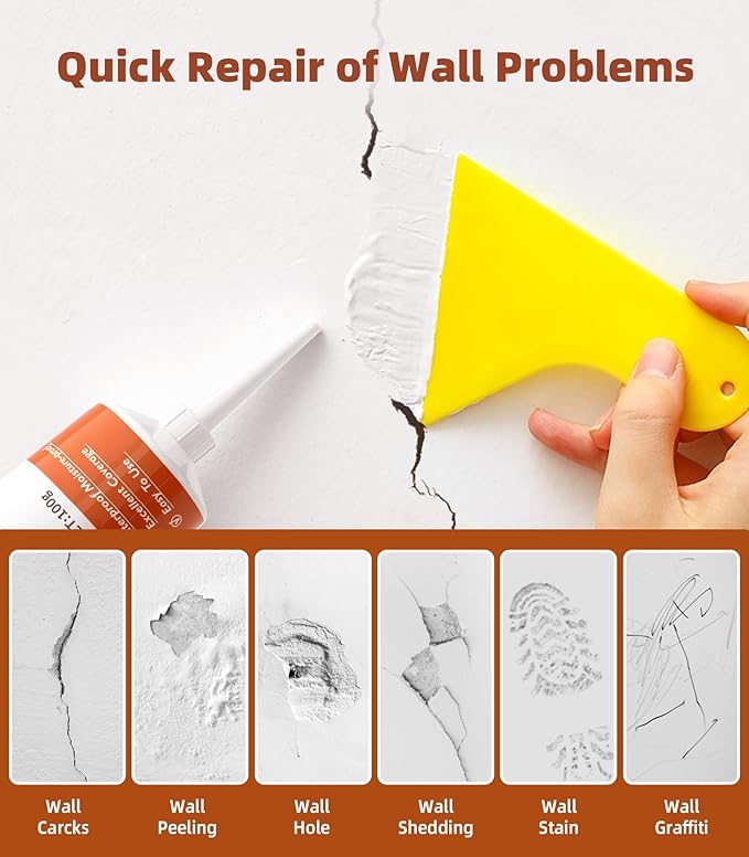 Spackle Wall Repair Kit,Drywall Repair Patch Kit,Simple Small Wall Hole Filler＆Efficient Crack Repair,3 Pack Wall Putty Paste,Plaster Ceiling Repair,Apartment Friendly