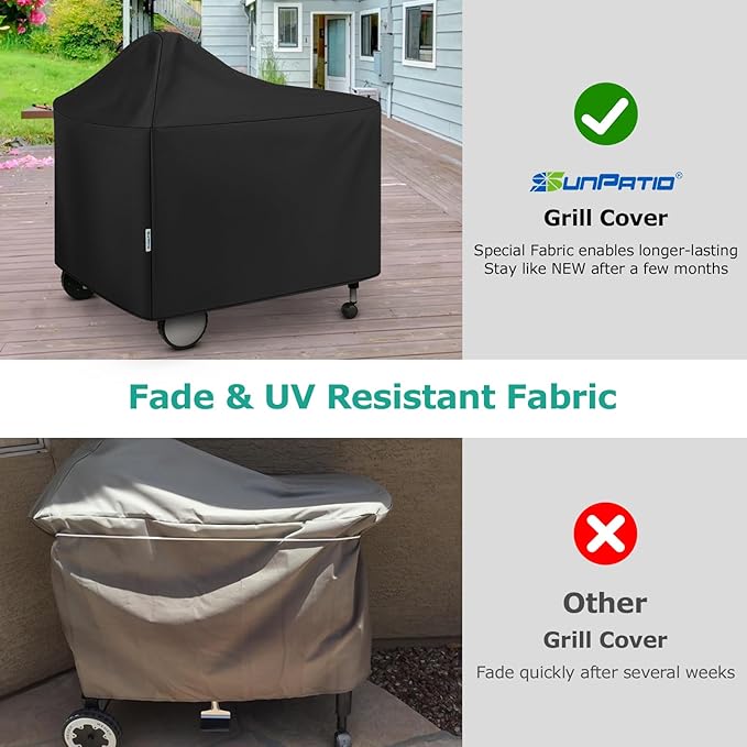 SunPatio Outdoor Waterproof Grill Cover Compatible for Weber 22 Inch Performer Premium Deluxe, RecTeq, Char-Griller Grills, Compared to Weber 7152, Heavy Duty Weather Resistant Charcoal BBQ Cover