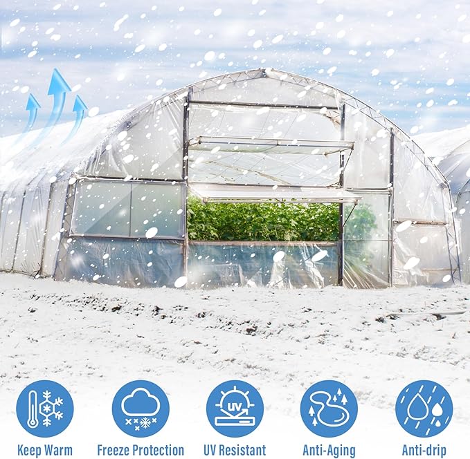 Legigo 12 X 26 Ft Clear Plastic Plant Covers Freeze Protection- 6 Mil Winter Greenhouse Plastic Sheeting for Frost Water Sun Wind Resistant, Plant Vegetable Blanket Covers for Cold Weather Garden Farm