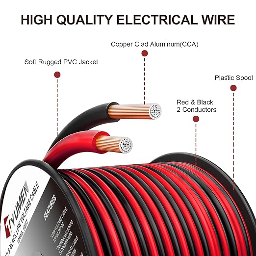 16 Gauge Wire 100FT, 16/2 AWG Red Black Hookup Electrical Wire LED Strips Extension Cord 12V/24V DC Cable, 16AWG 2 Conductors Flexible Wire for in-Home, Autos, Schools use
