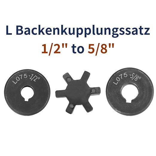 uxcell 1/2" to 5/8" L075 Flexible 3-Piece L-Jaw Coupling Coupler Set & Buna-N NBR Rubber Spider for Log Splitter Hybrid Equipment