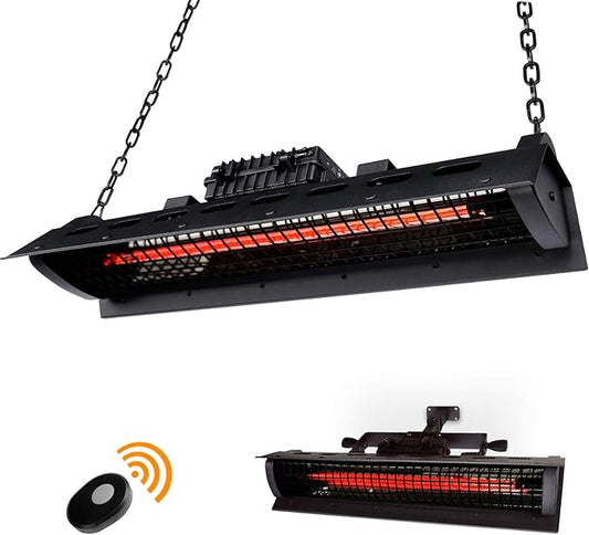 Star Patio Electric Patio Heater with Remote, Outdoor Wall Mounted & Ceiling Patio Heater, Outdoor Heaters, Hanging Patio Heater, Industrial Black, STP2020-A-RM NEW2