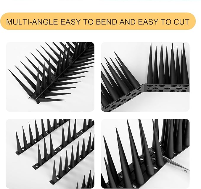 OFFO Bird Spikes Pigeon Outdoor Spikes for Cat Keep Birds Raccoon Woodpecker Away Covers 4 Feet(1.2m), Black