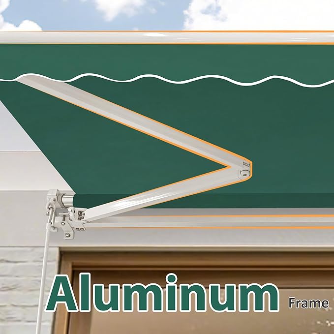 MCombo 11.5x9.5 Feet Manual Retractable Patio Door Window Awning Sunshade Shelter Outdoor Canopy, 1210 (Green, 11.5'(L) x 9.5'(W))