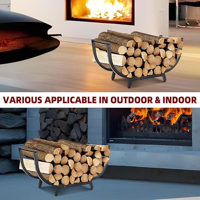 30INCH Firewood Rack for Outdoor&Indoor,Heavy Duty Stable Log Holder for Fireplace Wood,Durable Metal Wood Storage Rack