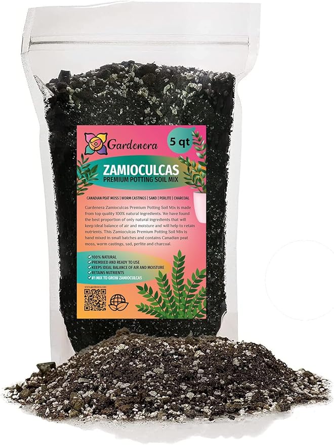 Premium Zamioculcas Plant Soil Mix by Gardenera - Stimulate Growth and Elevate Elegance with Nourishing Formula - 5 Quart