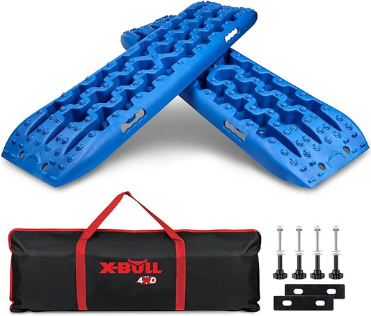 X-BULL New Recovery Traction Tracks Sand Mud Snow Track Tire Ladder 4WD (Blue, 3gen), Bag+Hardware+Tracks