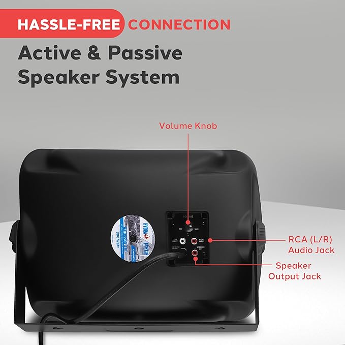 Pyle Outdoor Waterproof Wireless Bluetooth Speaker - 6.5 Inch Pair 2-Way Weatherproof Wall/Ceiling Mounted Dual Speakers w/Heavy Duty Grill, Universal Mount, Patio, Indoor Use PDWR64BTB (Black)